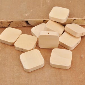 50Pcs Square Natural Wood Bead,Flat Square Wood Beads,wooden beads Pendant Earring,Wholesale，29mm