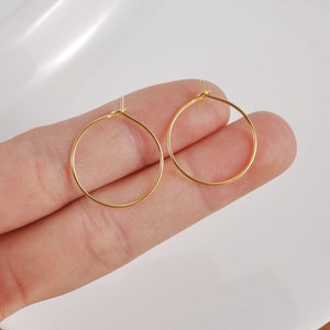 50Pcs 18k Gold Plated Earring Hoops, 15/20/25/30/35/40/45/50mm Circle earrings, Round Earring Hoop ,Earring Wires, Jewelry Making image 6