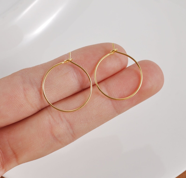50Pcs 18k Gold Plated Earring Hoops, 15/20/25/30/35/40/45/50mm Circle earrings, Round Earring Hoop ,Earring Wires, Jewelry Making image 6