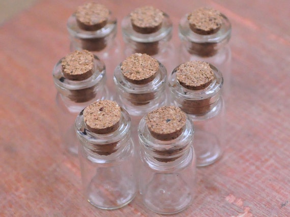 10pc Glass Bottles,Empty Glass Vials.Mini Glass Bottles.Glass Vials With Cork.Tiny Bottle.Small Glass Jar.Small Cork.Bottles pendant-24x13mm