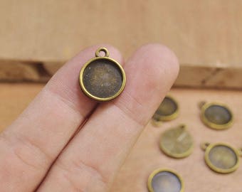 thumbnail image 2 of 20pcs Platinum Tone Brass Pendant Trays – 12mm Round – Flat Cabochon Settings 2 of 5