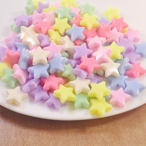 100Pcs Mixed Color Acrylic Beads,Candy Pastel acrylic Stars beads,Spring Jewelry Supplies -- 14mm