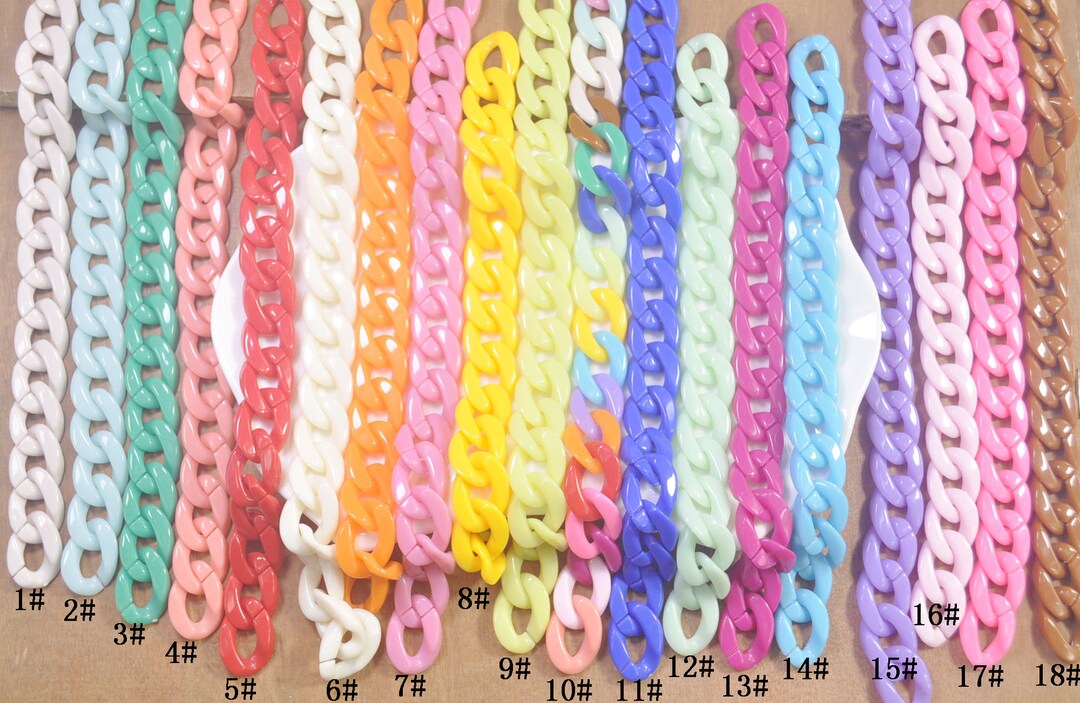 50pcs Mixed Color Chunky Chain Links,plastic Open Chain Links,curb ...