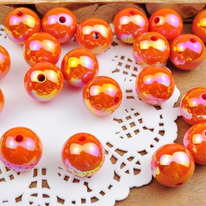 10pcs/lot 16mm Orange AB Round Beads, Iridescent Acrylic Gumball Beads, Round Spacer Beads,Bubblegum Beads,Plastic Round Bead,Jewelry beads