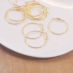 100pcs Gold Plated metal Earring hoops,Beading Earrings Hoops,DIY Earrings Accessories,Earring Jewellery Making Findings,30mm.