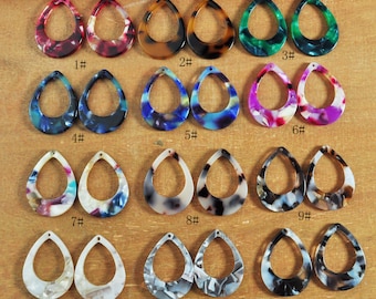2-100 colgantes de acetato con forma de lágrima de concha de tortuga de colores, accesorios para pendientes y collares, 28 x 21 mm.