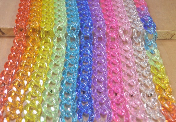 50 Chunky Chain Links,plastic Open Chain Links,curb Chain Links,acrylic  Chains for Jewelry Making Chain,10 Colors Options 23X17MM 