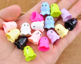 10-100Pcs Colored Ghost Shaped Beads,Ghost Beads,Halloween Ghost beads，Acrylic Beads For DIY Charm Jewelry Making,17x15mm