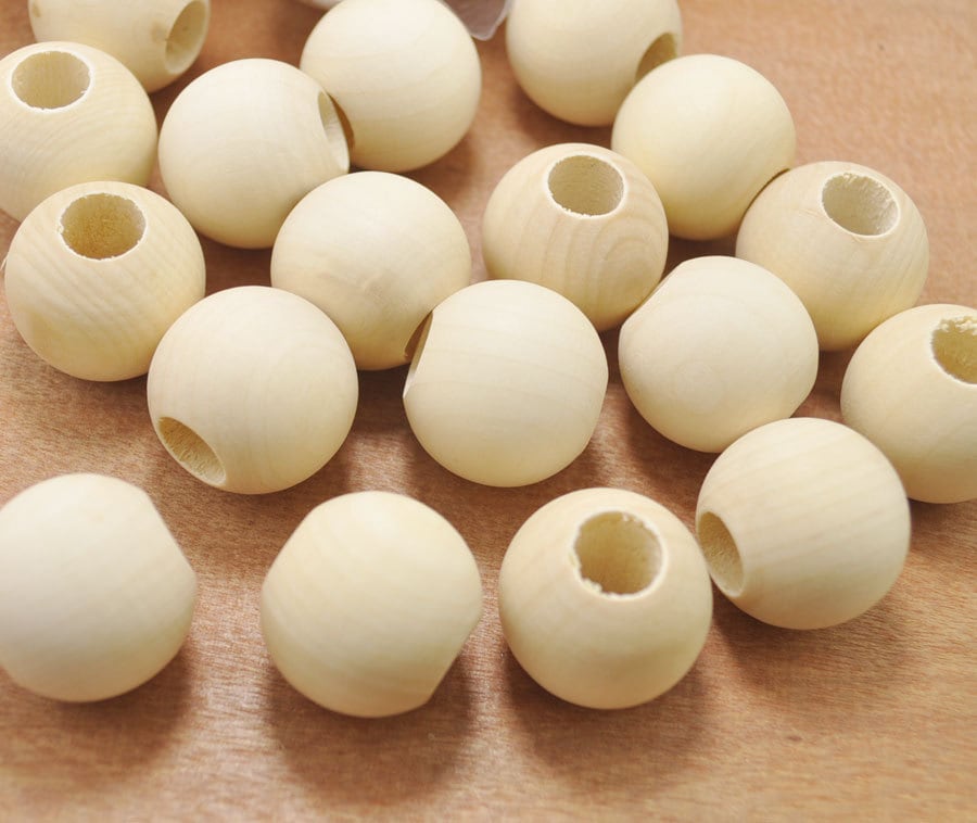 Wholesale 100 piece 25mm Large Round Wood Beads unfinished Etsy