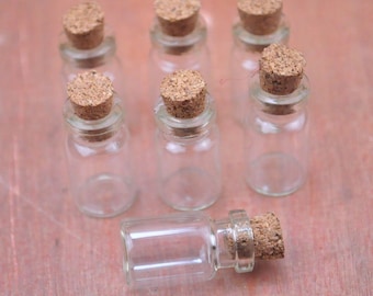 Glass Bottles 10pcs clear glass bottles with corks,Empty Glass Vials,Glass Vials With Cork,Tiny Bottle,Small Glass Jar.,Small Cork--24x13mm.
