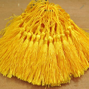 Wholesale 100PC Yellow Gold tassels,silky Mini Tassels,Silk Tassel,Satin Tassel,tassel charms,Tassel supply(about 3.0 inch plus 2 inch cord)