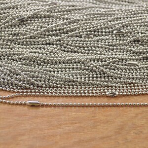 Metal necklace,25pcs white K Ball Chain Necklaces with connectors.27.5 inch Long Chain 1.5 mm Ball Chains wholesale. image 3