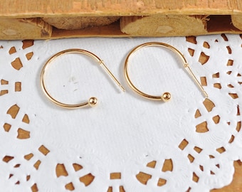 20/50Pcs 15/20mm ball end open hoop earrings,C Shape Ball End Earrings, KC Gold ear hoop,Metal stud earrings For Wholesale Jewelry Supplies