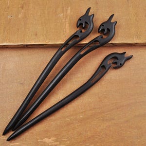 1-10 High Quality Ebony Wood hair stick,Hand wood carved hair stick carved shawl pin， Smooth Black Phoenix Wooden hair stick,Wood Hairpin