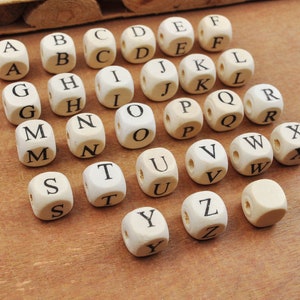 A-Z Wooden Beads,Natural Alphabet/ Letter Cube Wood Beads,Blank Cube beads 10x10mm(3/8"x3/8")