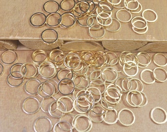 50Pcs 10mm KC Anneaux en or - Petits connecteurs de cercle en laiton plaqués or KC, liens de cercle de laiton, cercles de tube ronds coupés en laiton - FF5647 #