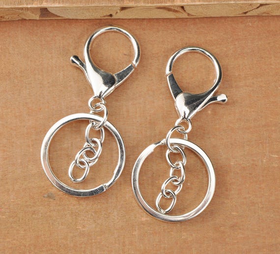 5pcs+ Silver Keychains Ring,30mm Key Ring, Metal Keyclasp,lobster