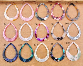 2-100 colgantes de acetato de carey de colores con forma de lágrima, componentes para pendientes de acetato, suministros para joyería DIY en forma de lágrima, 38 x 29 mm