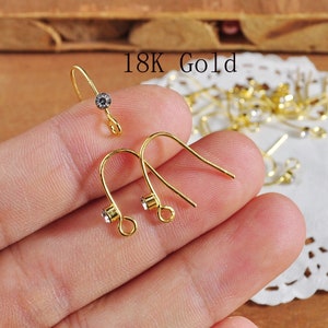 10-100pcs crochets de boucles d’oreilles en or, fils d’oreille en laiton plaqué or 18K, fils de boucles d’oreilles, fournitures de bijoux, crochets de boucles d’oreilles en gros