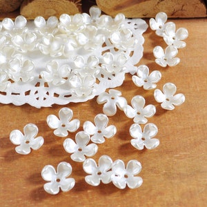 ABS White flowers - 50/100pcs Flower Beads - White pearl flower beads DIY Jewelry Supplies 10mm