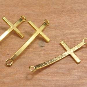 20pcs Gold Cross Connectors Curved for Bracelets,Cross Pendant Charms--22x52mm.