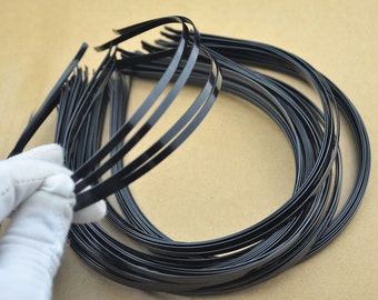 SALE--100pc Metal Black Headbands 4mm Black plated with bent end Wholesale