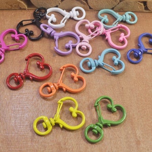 10pcs heart shaped swivel snap hook key chain swivel clasp ,Coloured key clasps,Swivel Clasp Connector for Keychains and Accessories,35x24mm