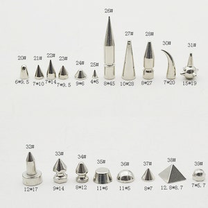 20 sets Silver Bullet Punk Spikes,Punk Rock DIY Rivet Spike Screw back For Leather crafts Shoes Bag Belt Leather craft accessories,20#-39#