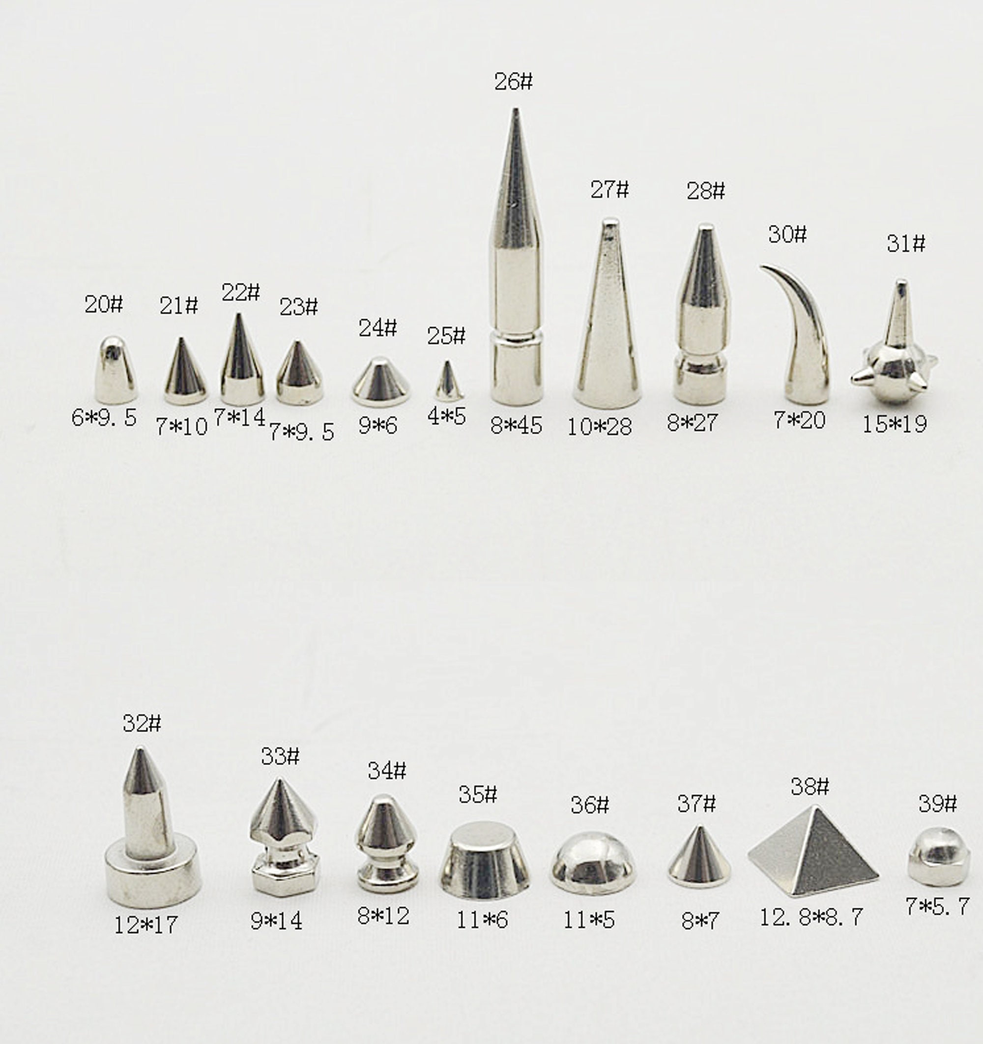 50pcs/set 7x10mm Cone Studs And Spikes DIY Craft Cool Punk