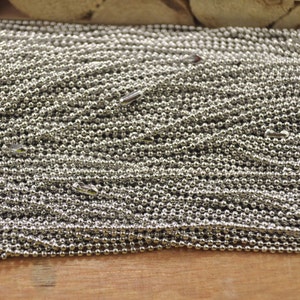 Metal necklace,25pcs white K Ball Chain Necklaces with connectors.27.5 inch Long Chain 1.5 mm Ball Chains wholesale. image 2