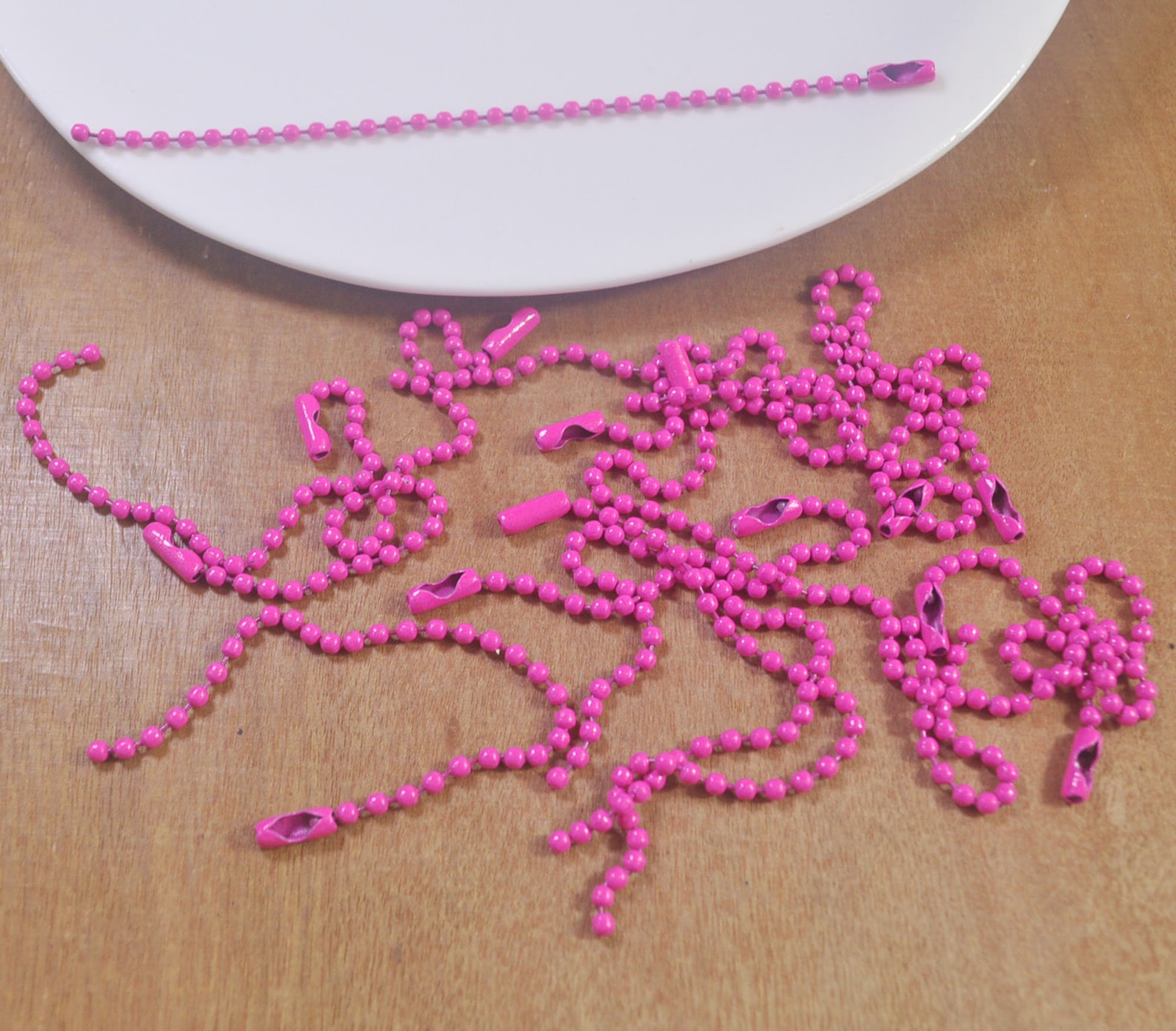 Set of 20/50pcs 4.5 Inch Hot Pink Ball Chain,2.3mm Ball Keychain, Hang ...