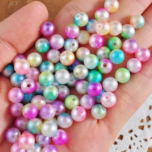 200-500Pcs Acrylic Beads 8mm Round Colorful Two-Color Acrylic Beads，Spacer Beads for Making Earring Jewelry Supplies