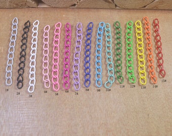 10/20/50/100pc 50mm Colorful Necklace Extension Chain,15 Colors Bulk Bracelet Extended Chains, Tail Extender For DIY Jewelry Making Findings