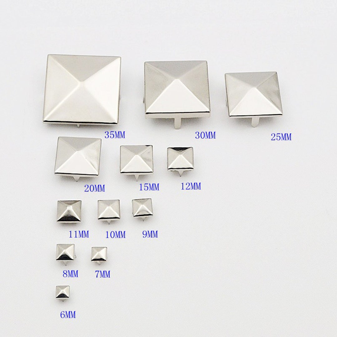 6/7/8/9/10/12/15/20/25/30mm Silver Pyramid Studs,50pcs Silver