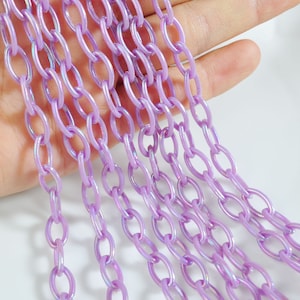 5-100Pcs AB Purple plastic chain,19.6in,acrylic chain with oval links,Acrylic Chain for DIY Necklaces,Jewelry,Mask necklace，Eyeglass Chain