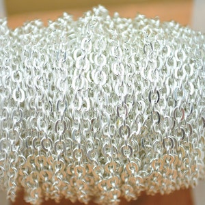 Silver Chain,32ft(10meters) Silver plated metal Flat Cable Link Chains 2X3mm,Flat Cable Chain,unfinished cable chain
