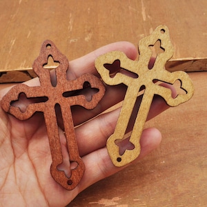 10Pcs Large Unfinished Brown Wood Cross Pendant,Natural Crosses Earring/Necklaces Jewelry,Blanks Cross Shape Crafts，89x61mm