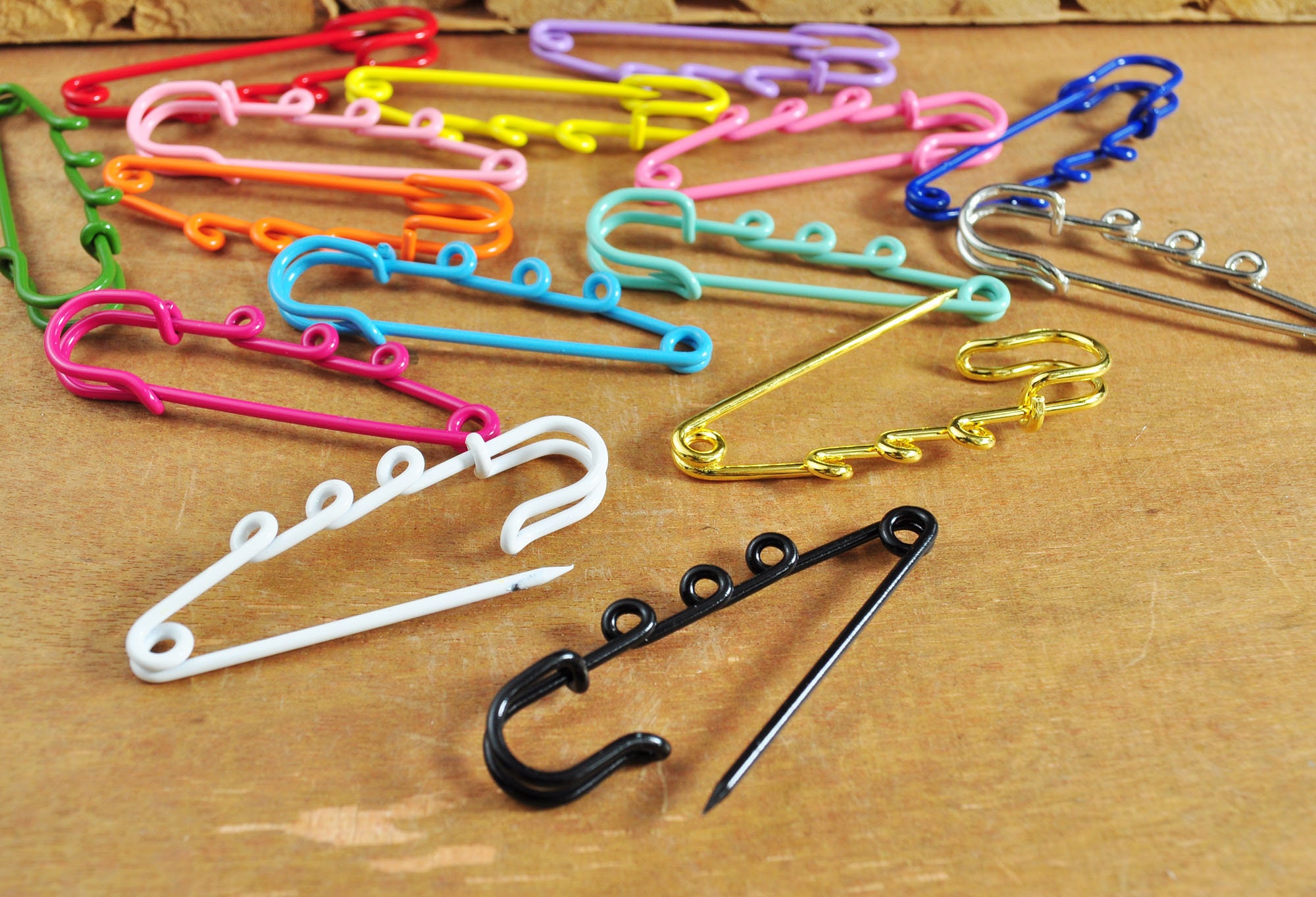 13 Colors,enamel Metal Safety Pin,colorful Safety Pin With 3 Loops,big ...