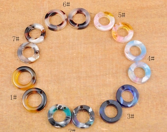 2-100Pcs Tortoise Shell Acetate Round Loop,Acetate Earring Connector,Tortoiseshell Circle Shaped Pendant Charm，DIY jewelry supply,11mm