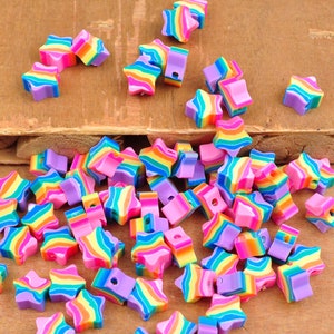Wholesale Beads,40/100 Pieces 9mm Colorful Star Polymer Clay Beads, Polymer Clay Beads,For Jewelry Made Beads,For Bracelet Beads