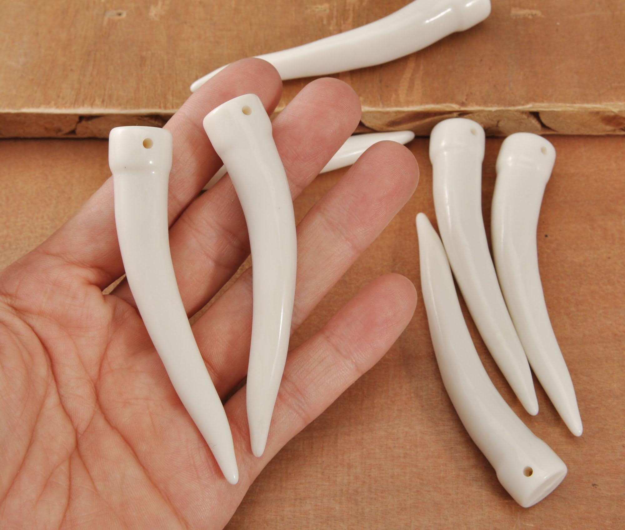 2-10pcs Acrylic Ivory Faux Teeth Charms, Resin Pointed Teeth, Tusk ...