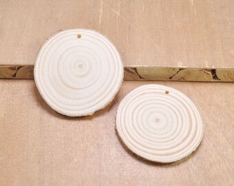 wooden earring pendant,10pcs natural pine tree wood sliced top drilled round pendant charm beads,neckalce pendant -- 55mm