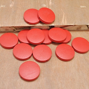 10pcs 25mm Flat Round Wood Bead Pendants,painted wooden bead,round wood discs,Red wooden beads,DIY necklace Charm