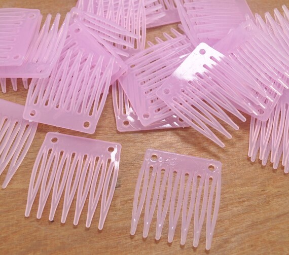 7 Teeth Pink Plastic Hair Combsclear Plastic Hair Combs Etsy
