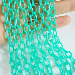 5-100Pcs AB Aqua plastic chain,19.6in,acrylic chain with oval links,Acrylic Chain for DIY Necklaces,Jewelry,Mask necklace，Eyeglass Chain
