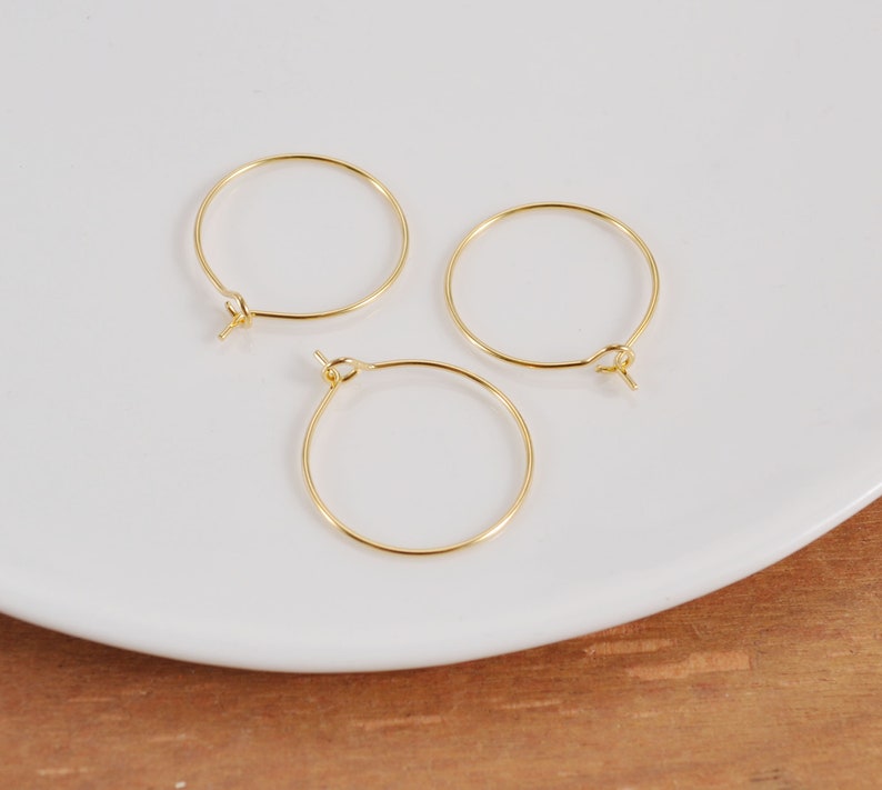 50Pcs 18k Gold Plated Earring Hoops, 15/20/25/30/35/40/45/50mm Circle earrings, Round Earring Hoop ,Earring Wires, Jewelry Making image 5