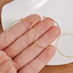 18k Gold Plated Earring Hoops,10/30/50/100Pcs 40mm Circle earrings, Round Earring Hoop ,Earring Wires, Jewelry Making