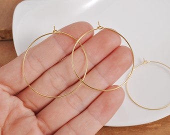 18k Gold Plated Earring Hoops,10/30/50/100Pcs 40mm Circle earrings, Round Earring Hoop ,Earring Wires, Jewelry Making