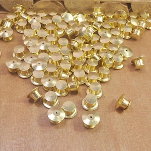 10pcs Locking Pin Backs，Brass Locking clutch,Pin Keepers,pin back