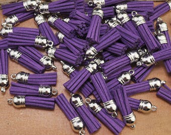 38mm(1.5") Faux Leather Tassels,50pcs Modena mini tassel craft,silver cap suede tassels charm pendant,fringe tassels,jewelry tassels F2EL17